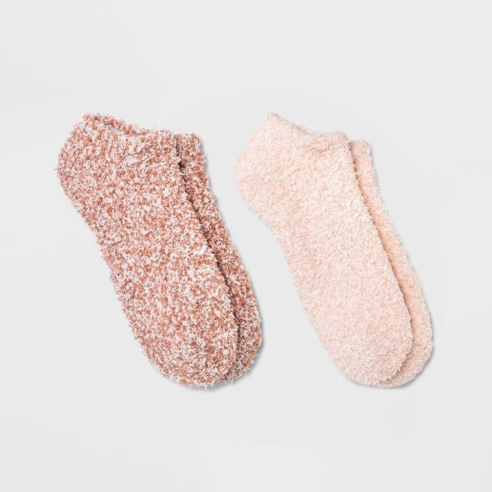 Universal Thread Womens One Size 2 Pack Cozy Marled‎ Low Cut Socks in Pink 1224